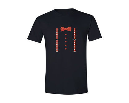 brand:Generic|color:Black|Valentine Bowtie Suspenders Graphic T-Shirt