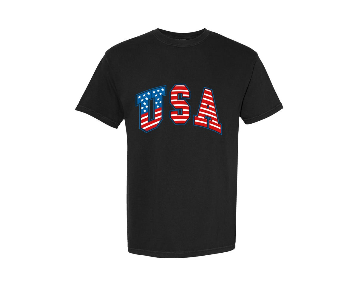 brand:Comfort Colors|color:Black|Retro Usa Memorial Day Graphic T-Shirt
