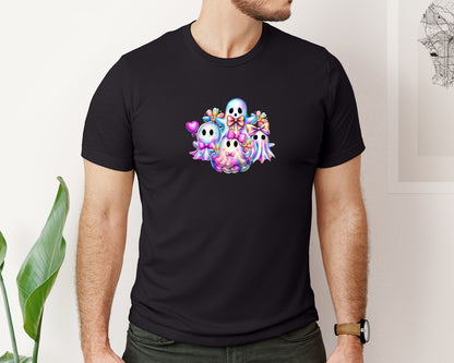 brand:Bella Canvas|color:Black|Cute Ghost Halloween 10 Graphic T-Shirt