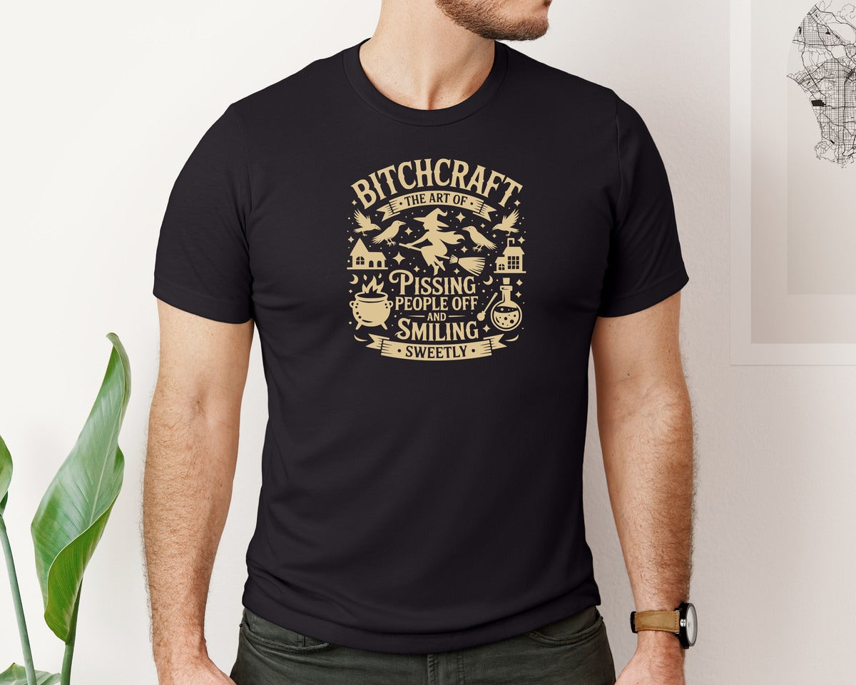 brand:Bella Canvas|color:Black|Bitchcraft Funny Halloween Pngsarcastic Graphic T-Shirt