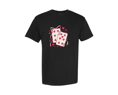 brand:Comfort Colors|color:Black|Playing Cards Valentine 6 7 3 Graphic T-Shirt