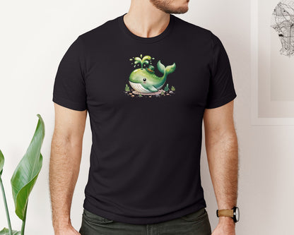 brand:Bella Canvas|color:Black|Lucky Whale Cute St Patrick Whale Graphic T-Shirt