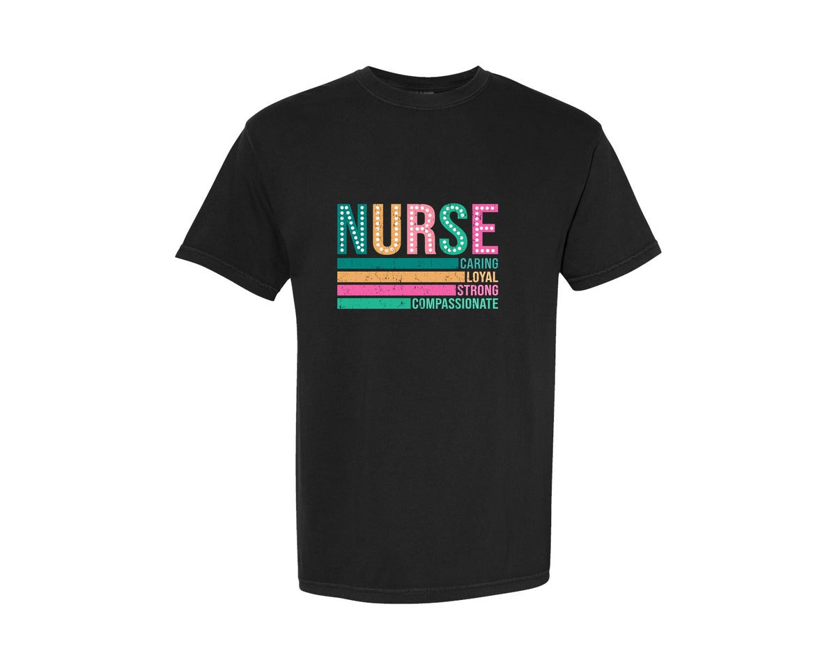 brand:Comfort Colors|color:Black|Retro Nurse Nurse Life 2 Graphic T-Shirt
