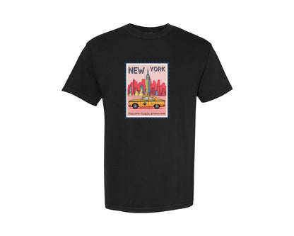 brand:Comfort Colors|color:Black|Summer New York Trip Retro Stamp Travel 2 Graphic T-Shirt