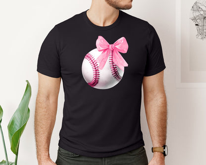 brand:Bella Canvas|color:Black|Coquette Bow Baseball Baseball Graphic T-Shirt