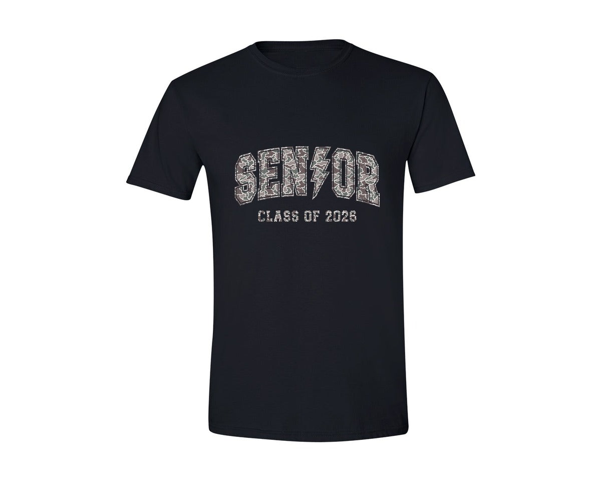 brand:Generic|color:Black|Camo Senior Class Of 2026 Graphic T-Shirt