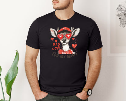 brand:Bella Canvas|color:Black|Boys Valentines Valentines Hunting Graphic T-Shirt