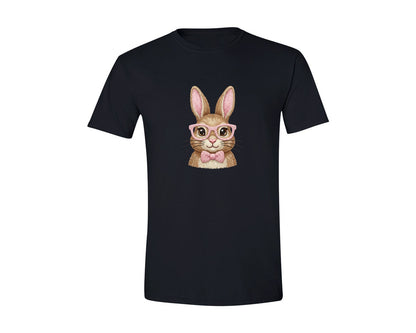brand:Generic|color:Black|Faux Yarn Style Cute Bunny Graphic T-Shirt
