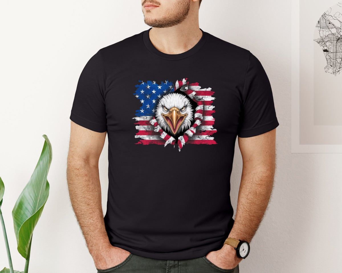 brand:Bella Canvas|color:Black|Eagle Soldiers American Eagle Graphic T-Shirt
