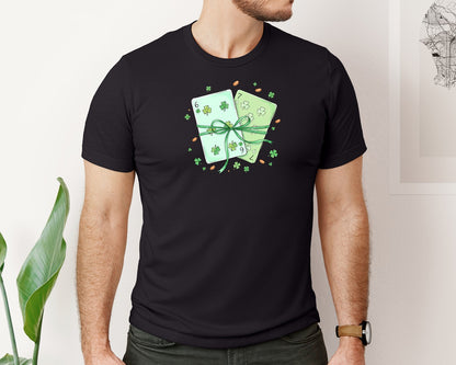 brand:Bella Canvas|color:Black|St Patricks Day 6 7 Playing Cards Graphic T-Shirt