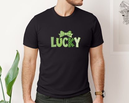 brand:Bella Canvas|color:Black|Lucky St Patricks Day 7 Graphic T-Shirt