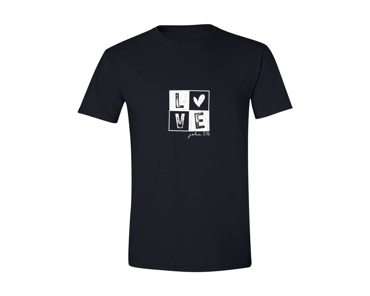 brand:Generic|color:Black|Loved John 316 Christian Graphic T-Shirt