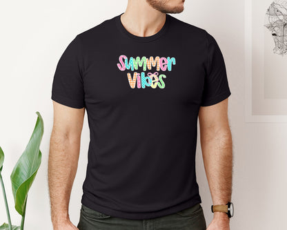brand:Bella Canvas|color:Black|Preppy Summer Vibes Summer Graphic T-Shirt