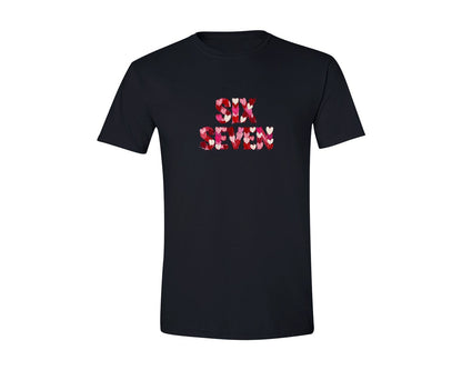 brand:Generic|color:Black|Valentine Six Seven Heart Letter Design Graphic T-Shirt