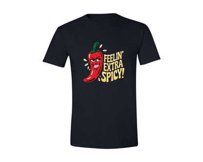brand:Generic|color:Black|Spicy Pepper Funny Food Design Graphic T-Shirt