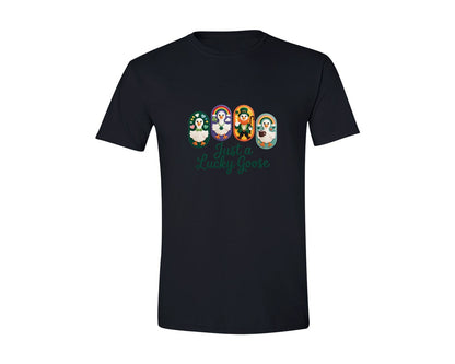 brand:Generic|color:Black|Faux Yarn Lucky Goose St Patricks Graphic T-Shirt