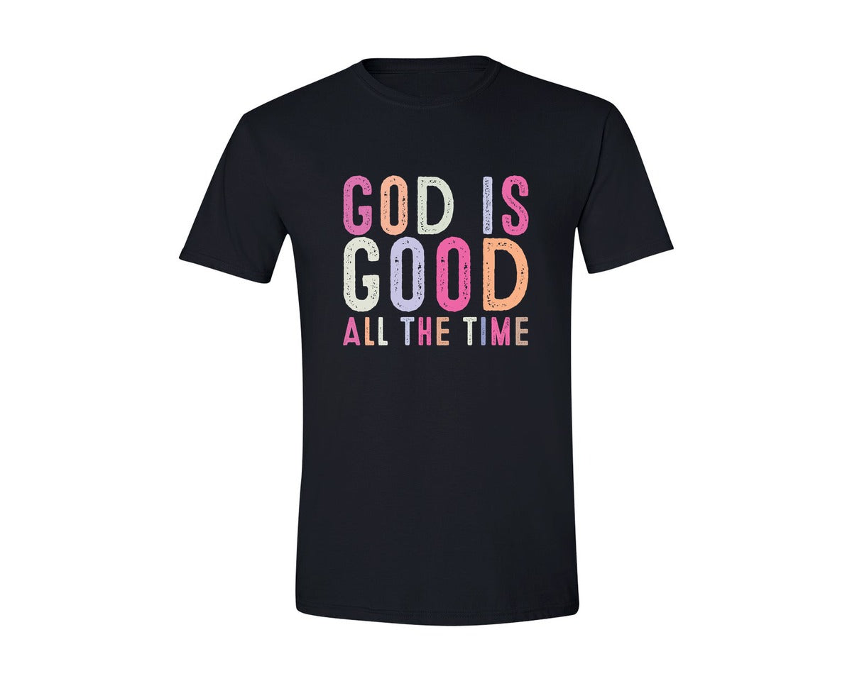 brand:Generic|color:Black|God Is Good All The Time Christian 10 Graphic T-Shirt
