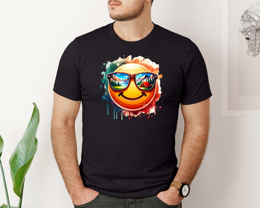Smiley Face Adventure Camping Hiking Graphic T-Shirt