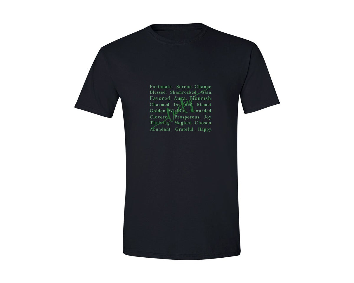 brand:Generic|color:Black|Lucky Words St Patricks Day Graphic T-Shirt