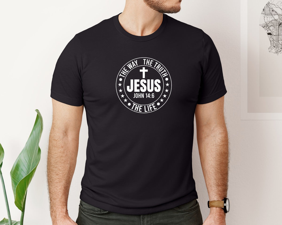 brand:Bella Canvas|color:Black|Jesus The Way Truth Life 2 Graphic T-Shirt