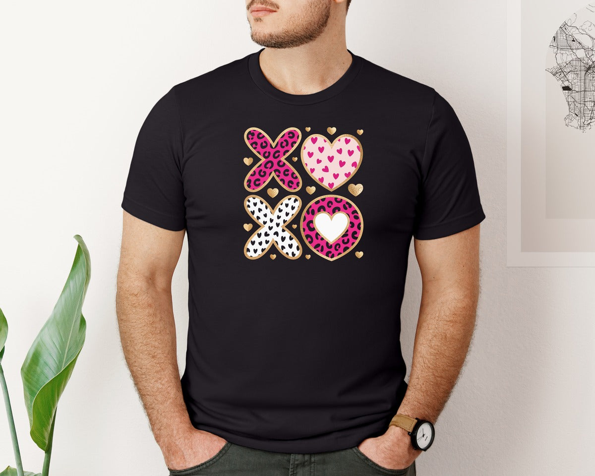 brand:Bella Canvas|color:Black|Xoxo Valentines Day 15 Graphic T-Shirt