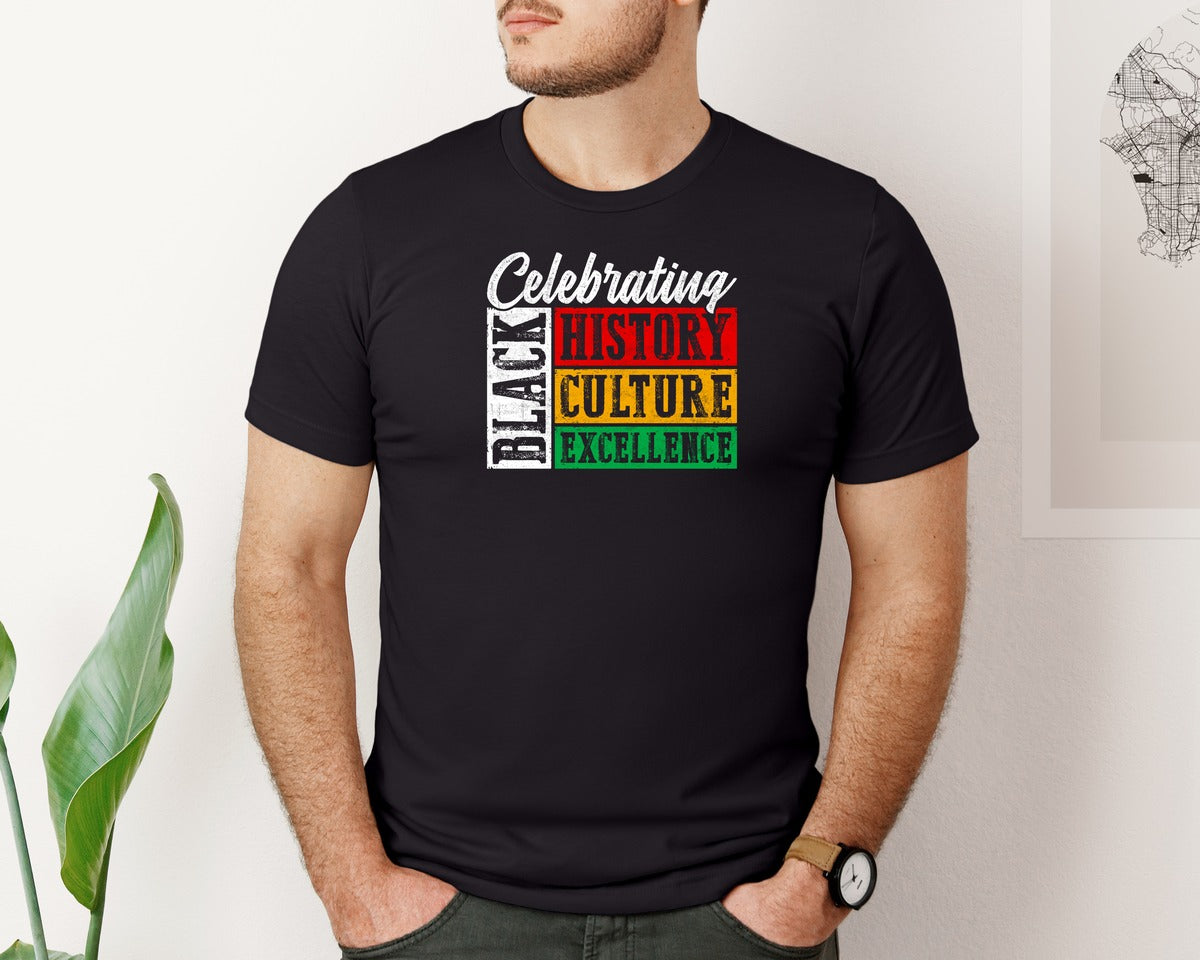 brand:Bella Canvas|color:Black|Celebrate Black History Month T Shirt Graphic T-Shirt