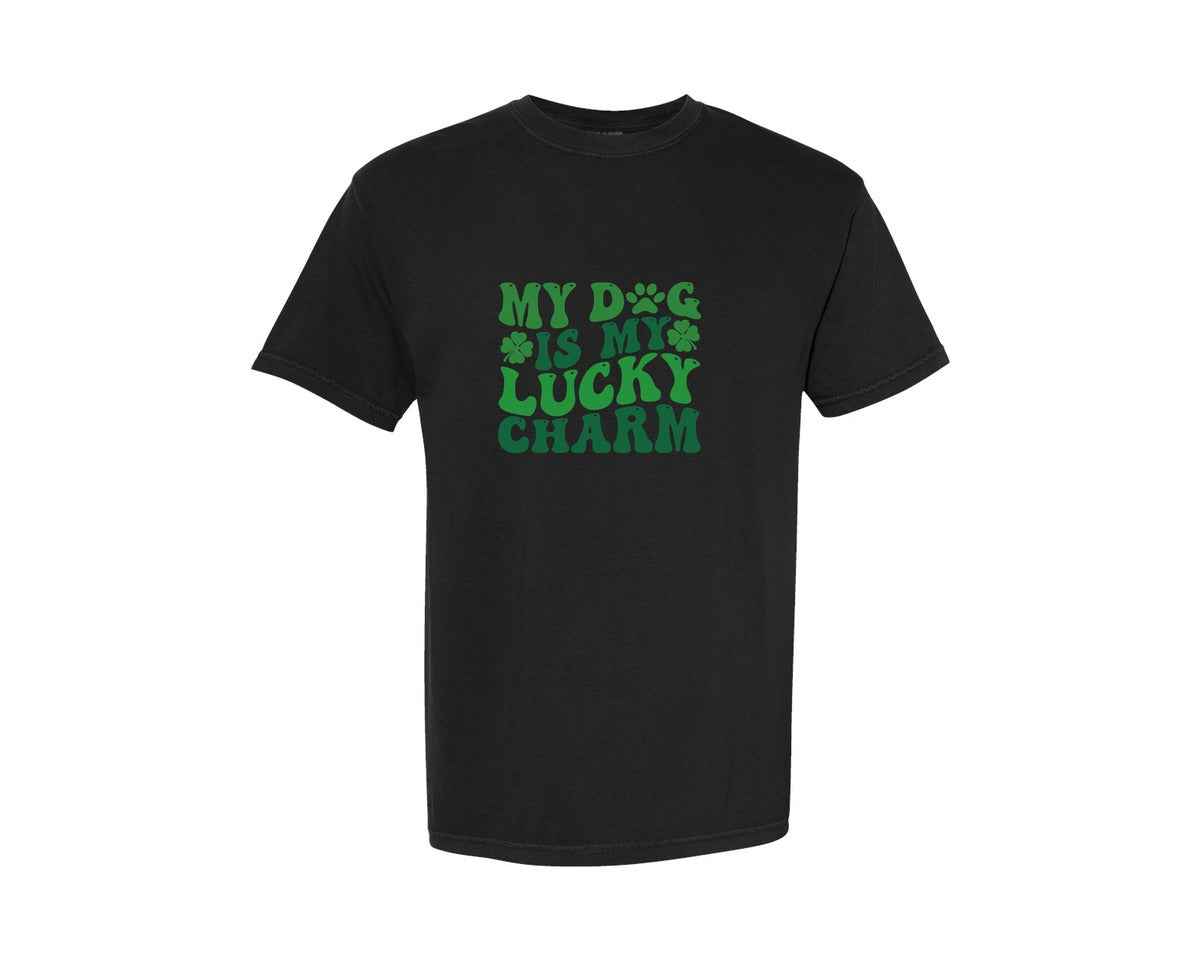 brand:Comfort Colors|color:Black|My Dogs Are My Lucky Charms Graphic T-Shirt