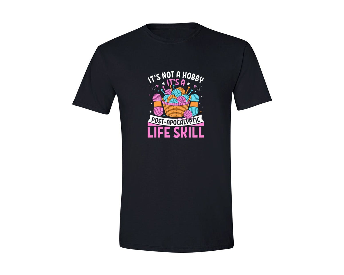 brand:Generic|color:Black|Funny Knitting Survival T Shirt Design Graphic T-Shirt