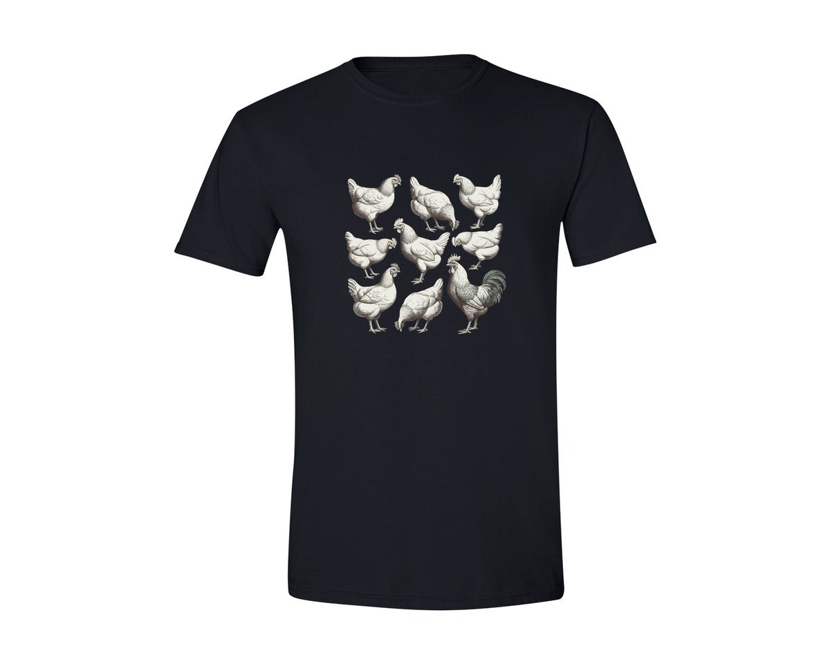 brand:Generic|color:Black|Vintage Retro Farm Chicken Graphic T-Shirt