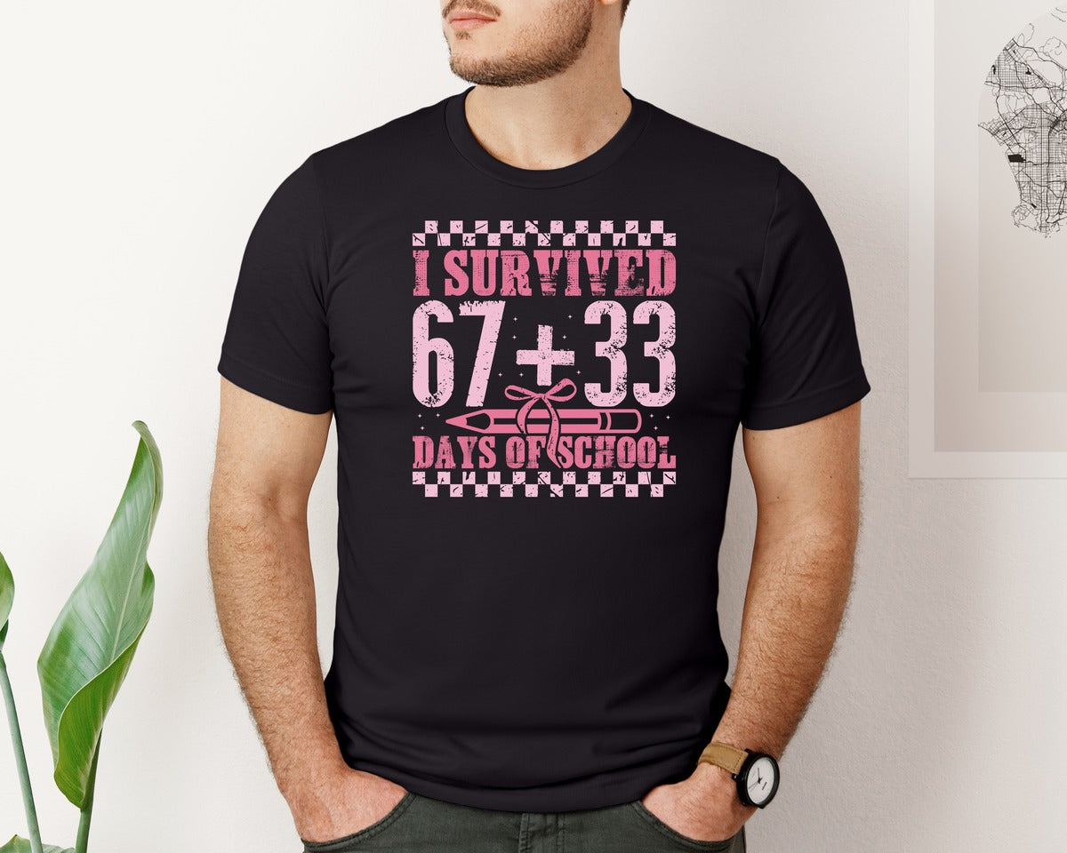brand:Bella Canvas|color:Black|I Survived 6733 Days Of School Graphic T-Shirt