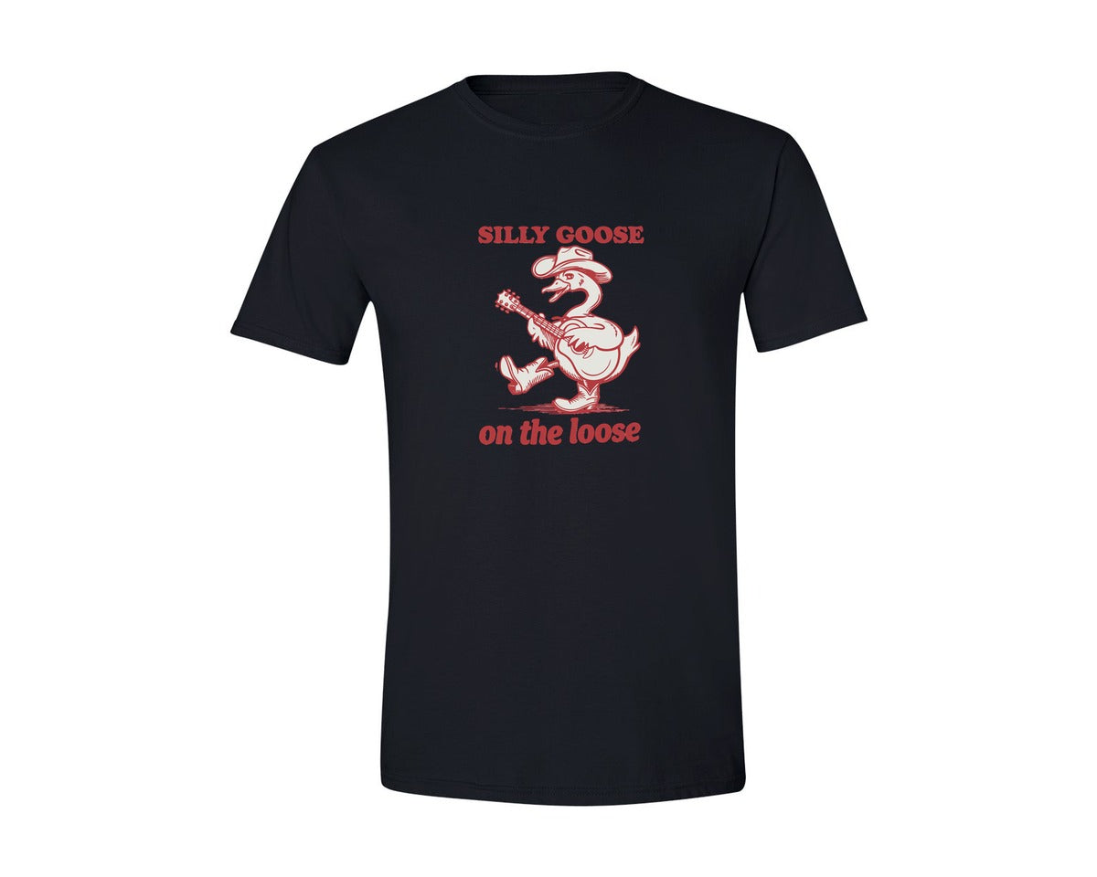 brand:Generic|color:Black|Silly Goose Country Duck Design Graphic T-Shirt