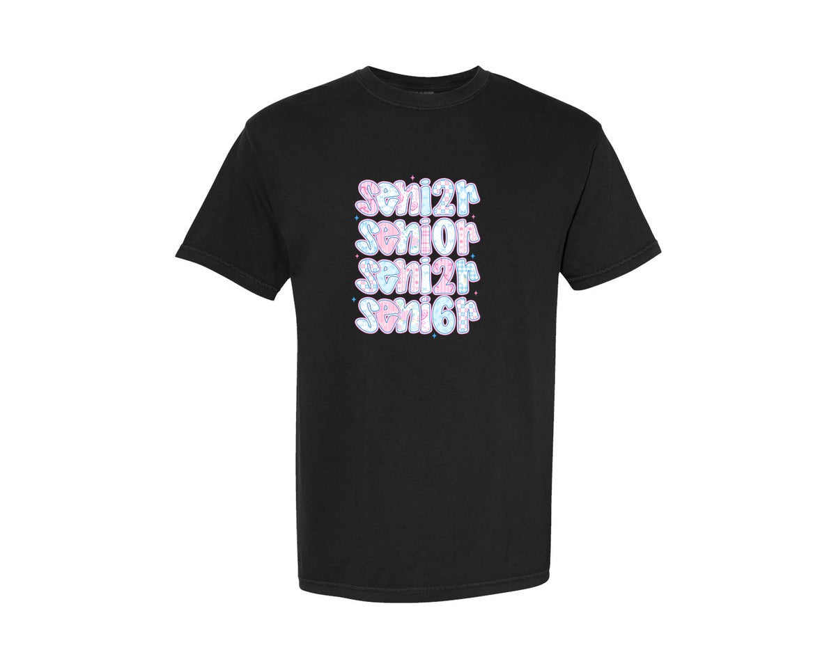 brand:Comfort Colors|color:Black|Retro Senior Coquette Class Of 2026 Graphic T-Shirt