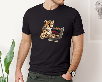 brand:Bella Canvas|color:Black|Tiger Typing On A Laptop T Shirt Print Graphic T-Shirt