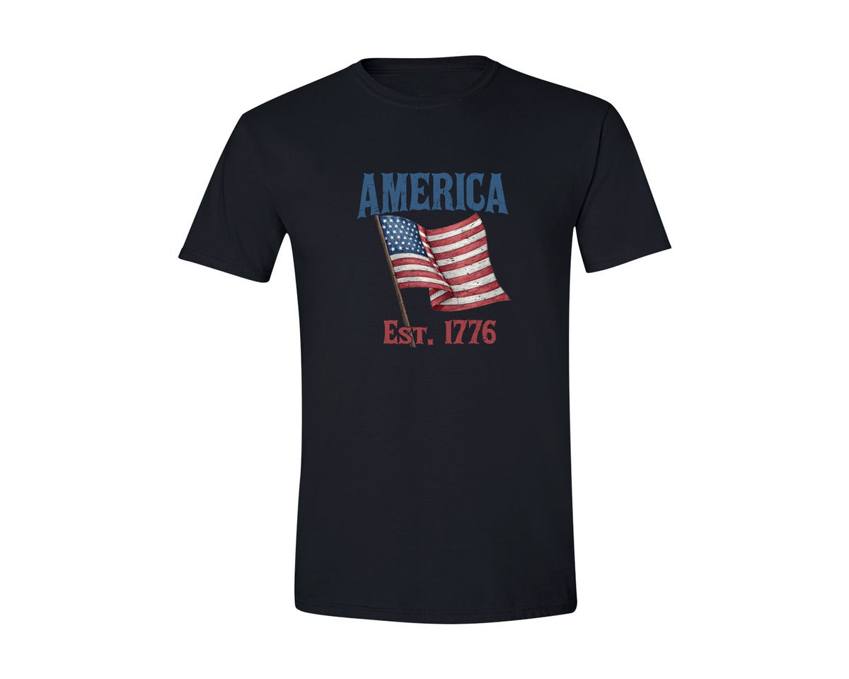 brand:Generic|color:Black|America Est 1776 T Shirt Design 3 Graphic T-Shirt
