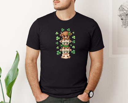 brand:Bella Canvas|color:Black|St Patricks Day Highland Cow 62 Graphic T-Shirt