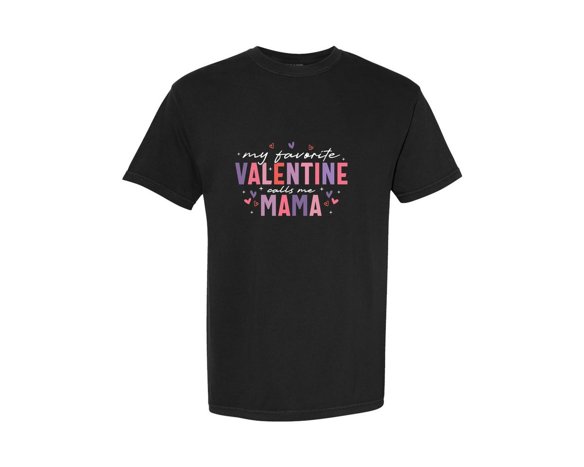 brand:Comfort Colors|color:Black|Mama Valentine Day Love Mama Heart Mom 3 Graphic T-Shirt