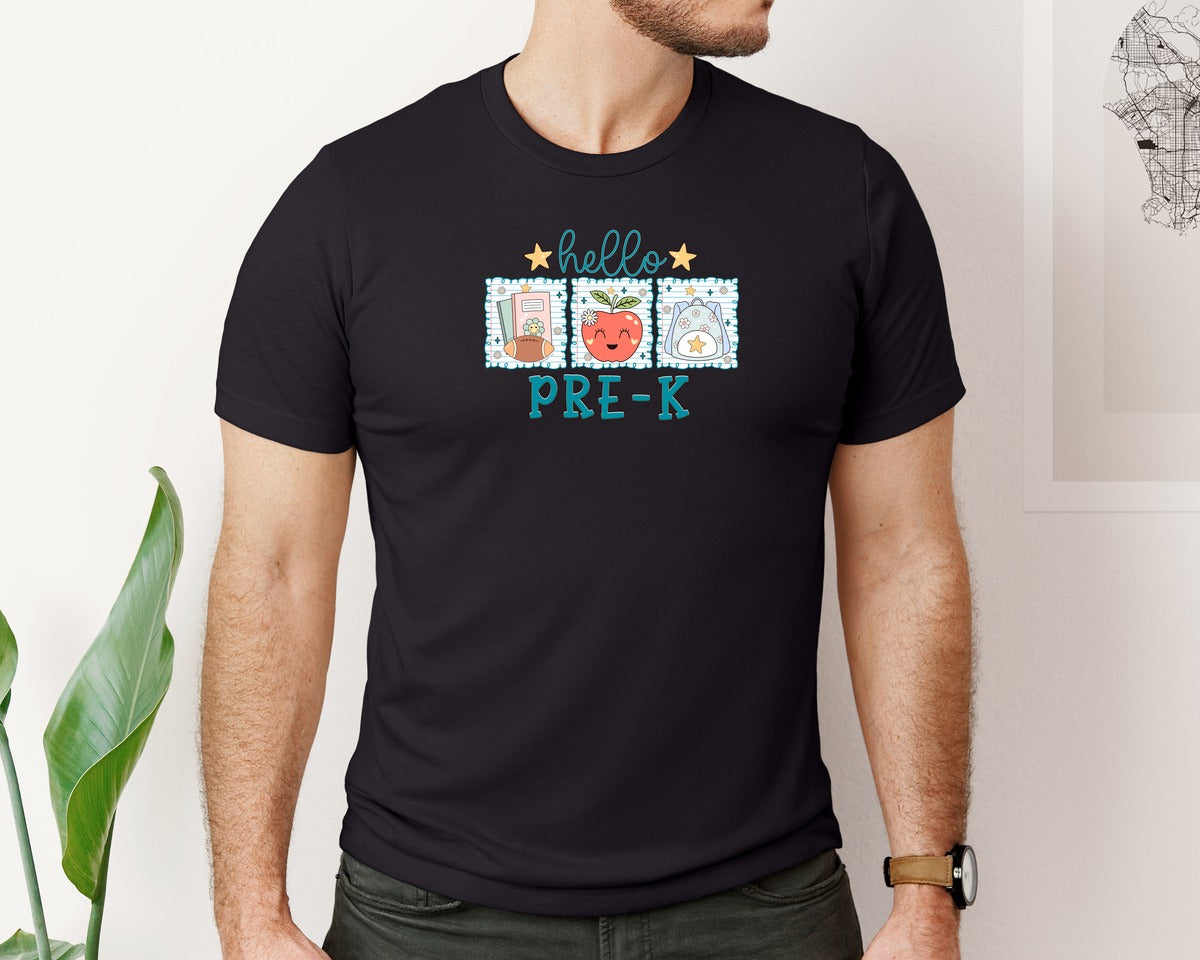 brand:Bella Canvas|color:Black|Preppy Pre K Shirt Back To School Graphic T-Shirt