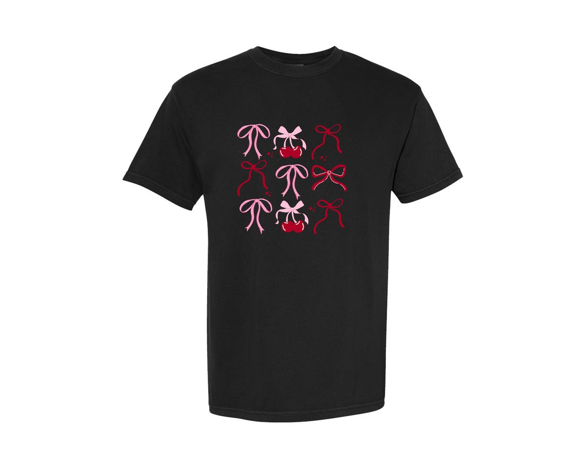 brand:Comfort Colors|color:Black|Coquette Valentine Bows Graphic T-Shirt