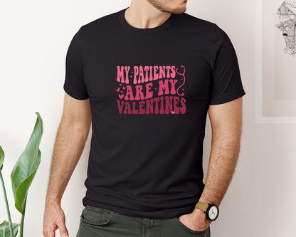 brand:Bella Canvas|color:Black|Valentine Nurse Retro Design Graphic T-Shirt