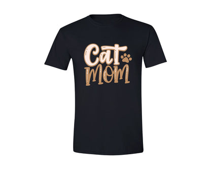 brand:Generic|color:Black|Cat Mom Cute Crazy Cat Lady Quote Graphic T-Shirt