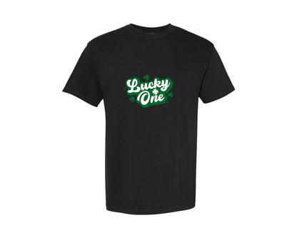brand:Comfort Colors|color:Black|Lucky One First Birthday St Pa Graphic T-Shirt