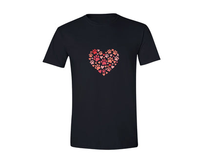 brand:Generic|color:Black|Pet Paw Heart Love Design Graphic T-Shirt