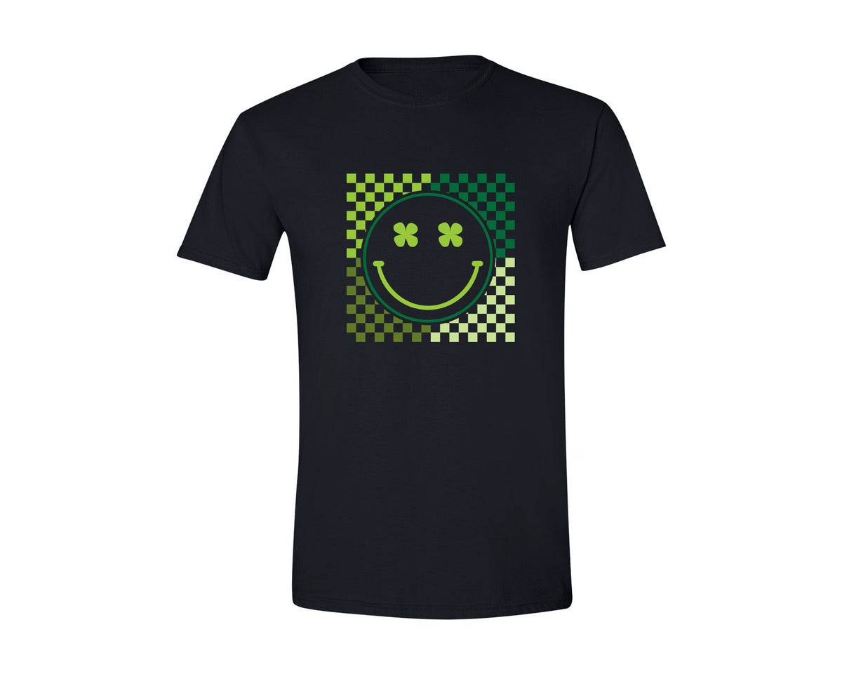 brand:Generic|color:Black|St Patricks Clover Smiley Saint Graphic T-Shirt