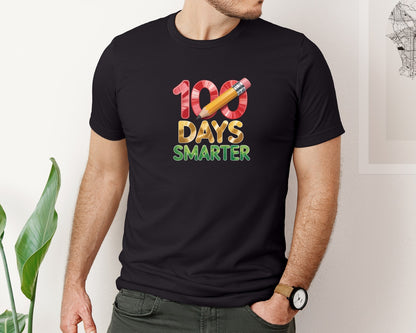 brand:Bella Canvas|color:Black|100 Days Smarter Pencil School Graphic T-Shirt