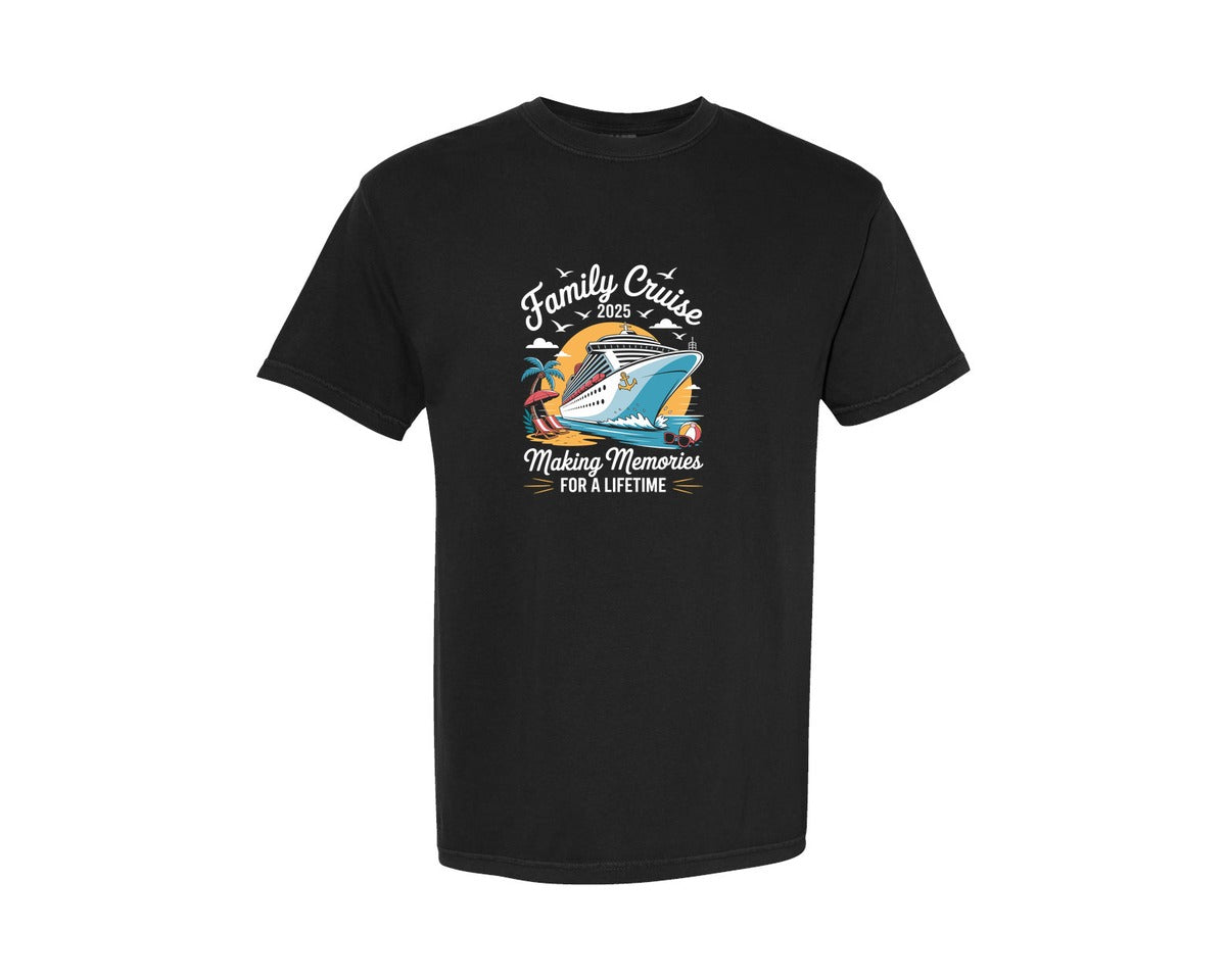 brand:Comfort Colors|color:Black|Family Cruise 2025 Holiday Tour T Shirt Graphic T-Shirt