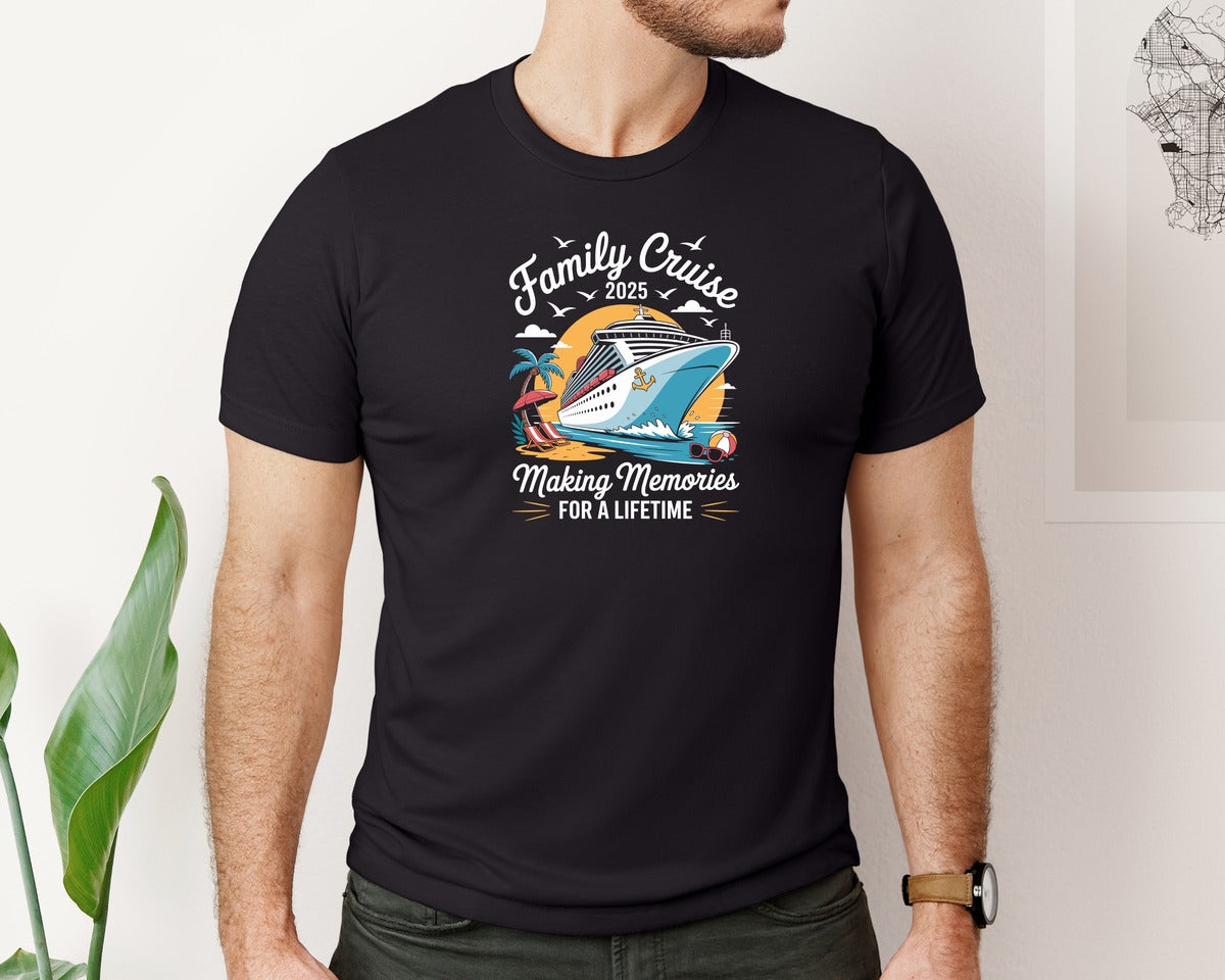 brand:Bella Canvas|color:Black|Family Cruise 2025 Holiday Tour T Shirt Graphic T-Shirt