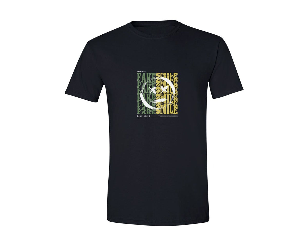 brand:Generic|color:Black|Fake Smile Streetwear T Shirt Design Graphic T-Shirt