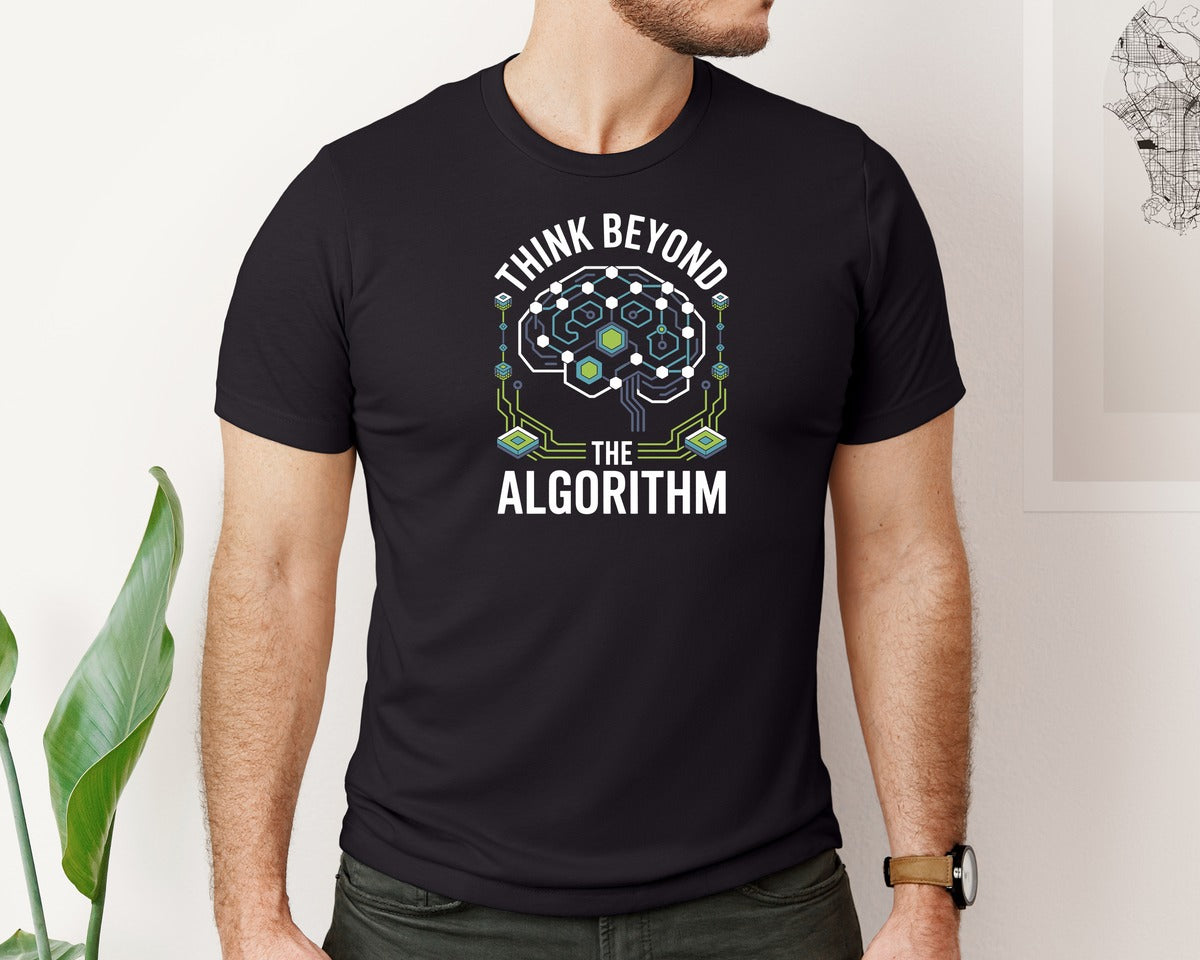 brand:Bella Canvas|color:Black|Think Beyond The Algorithm Graphic T-Shirt