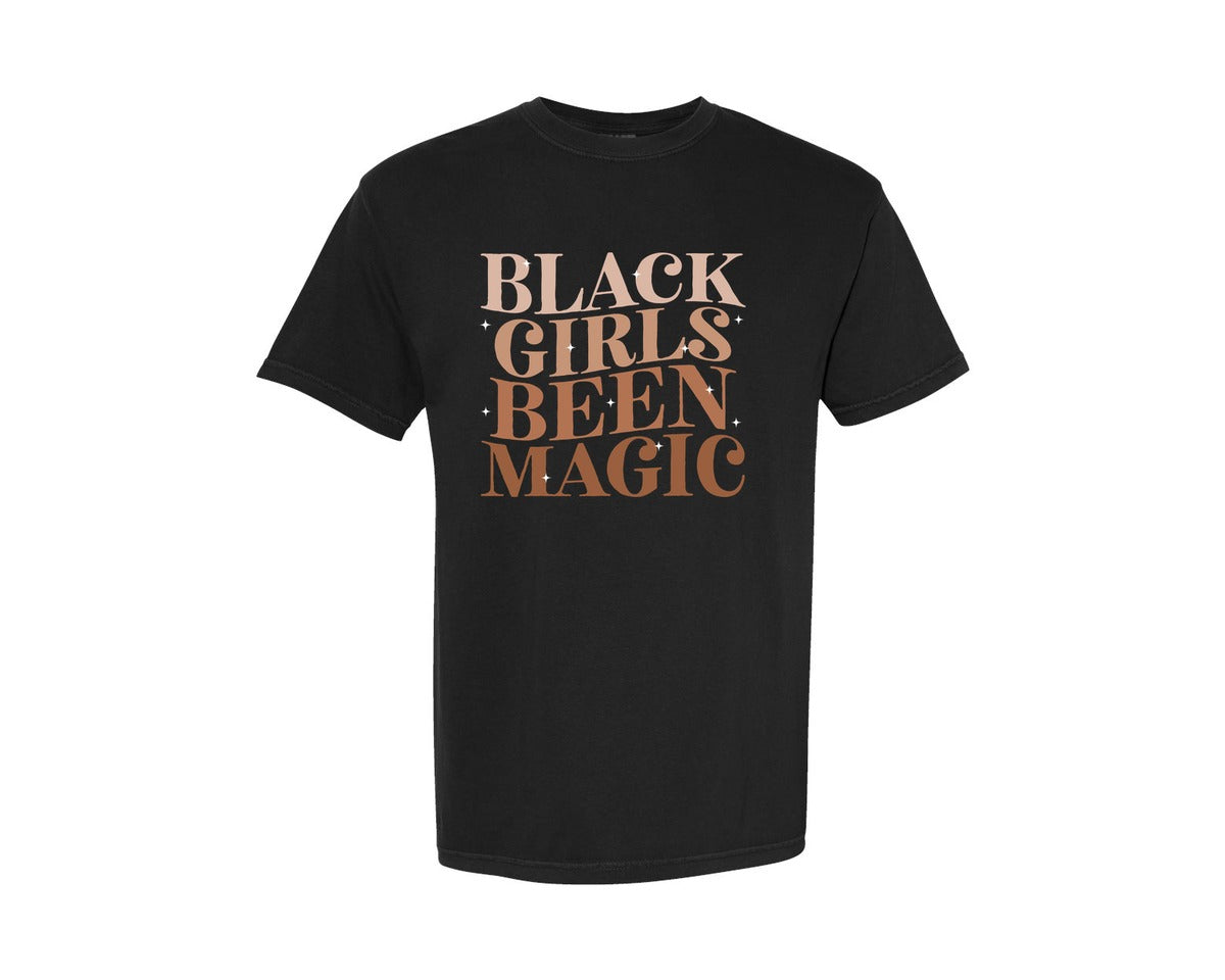 brand:Comfort Colors|color:Black|Black Girls Been Magic Melanin 2 Graphic T-Shirt