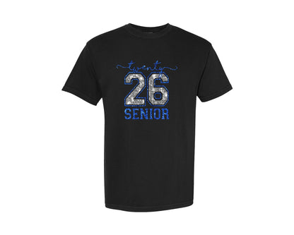 brand:Comfort Colors|color:Black|Class Of Twenty 26 Senior Glitter Graphic T-Shirt